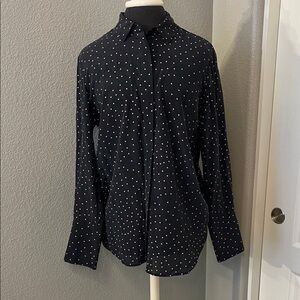 & Other Stories Black Button Down Shirt with Polka Dots